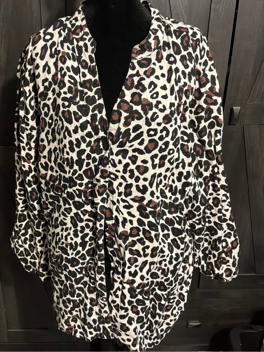 Marisa Christina Leopard Print Utility Jacket - Cream & Brown